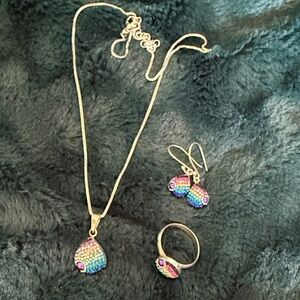 Rainbow Jewelry Set with Silver Accents